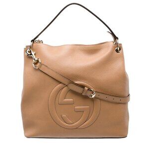 Gucci • Interlocking GG Soho Convertible Leather Hobo Neutral Tassel 2-Way Bag